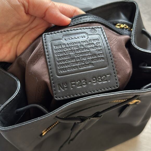 Vintage Coach Hampton Legacy Smooth Black Leather Backpack Bag Y2K - Picture 6 of 9